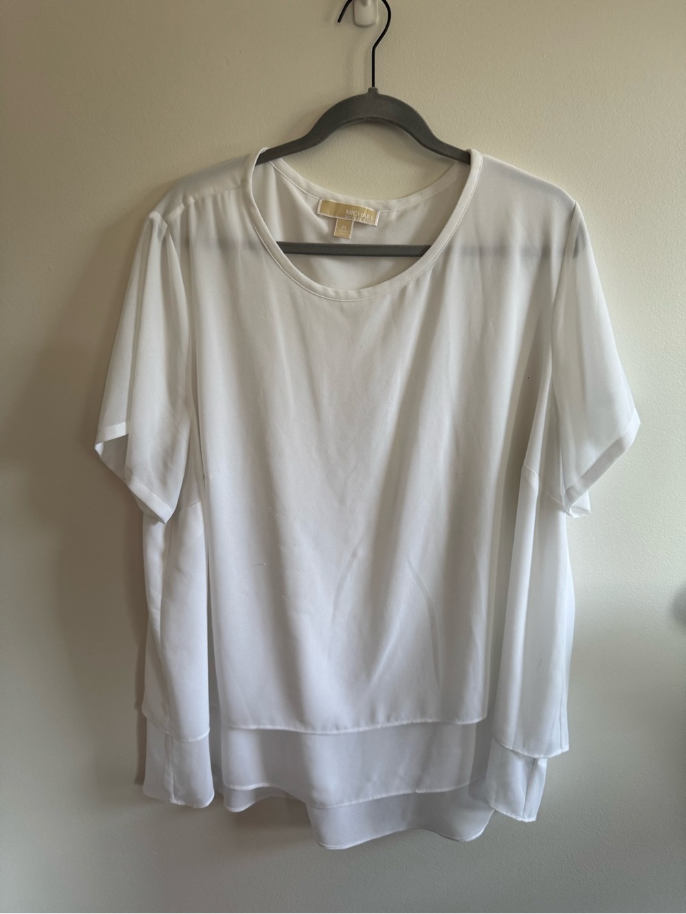 Michael Kors White Layered Short-Sleeve Blouse